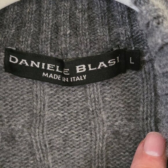 Daniele Blasi Made In Italy Gray Wool Blend Cable-knit 1/4 Zip Sweater Size L - Picture 6 of 7